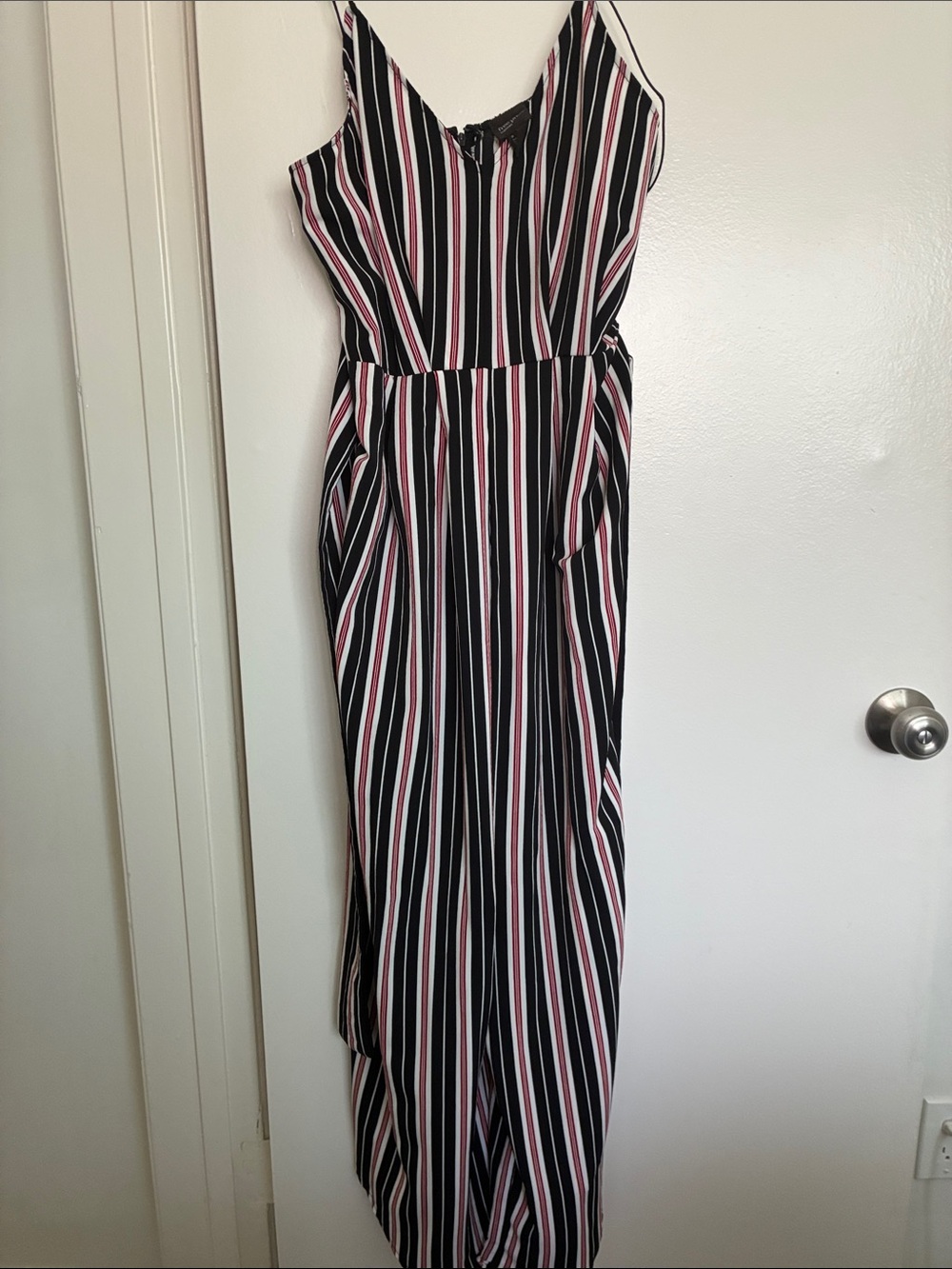 Striped Black and Pink Sleeveless Maxi Dress - Women's